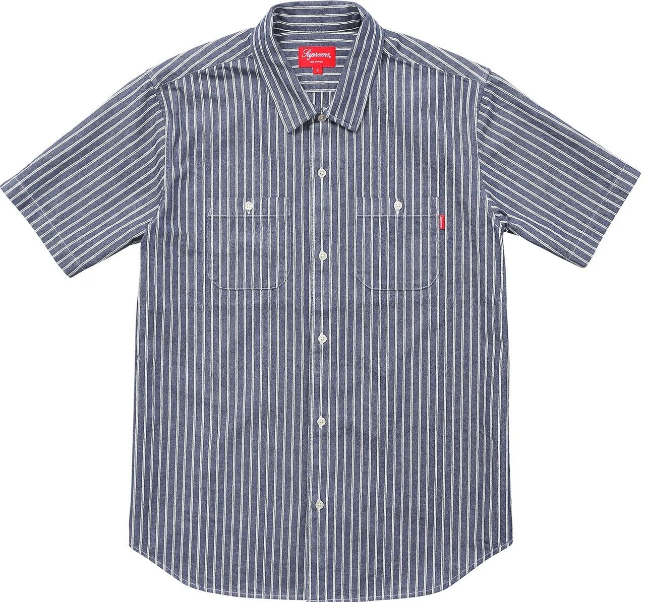 マク17SS Supreme Stripe Denim S/S Shirt Supreme 17ss stripe denim s/s shirt - supreme 17ss denim stripe
