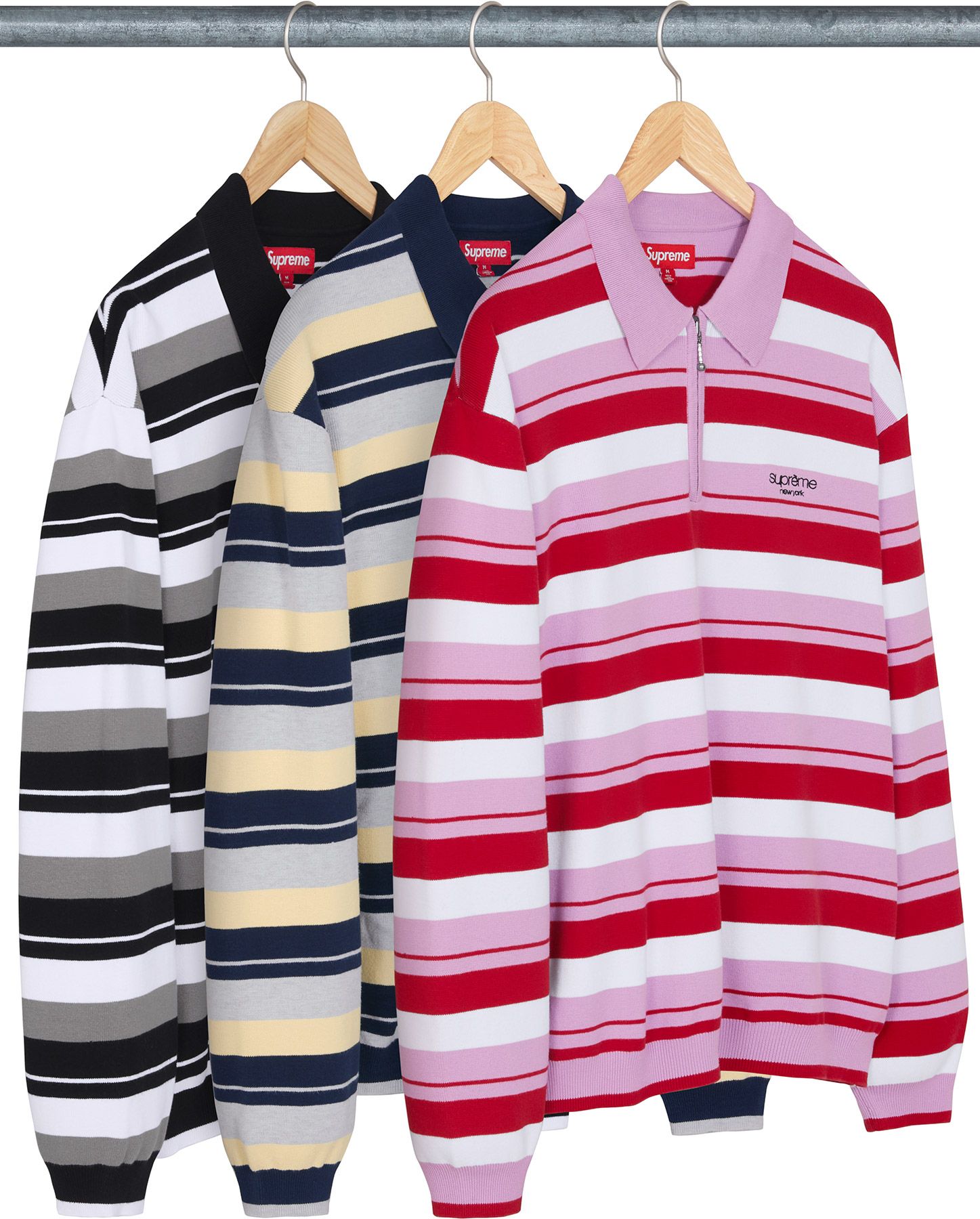 Mサイズ Supreme Stripe Zip L/S Polo Fall/Winter 2024 Preview – Supreme