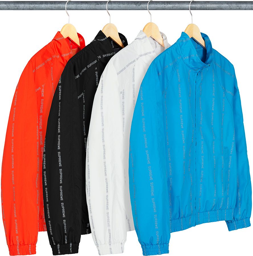 S Supreme Reflective Text Track Jacket 黒 Fall/Winter 2018 Preview – Supreme