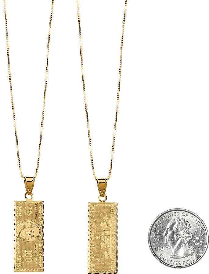 SUPREME 100 Dollar Bill ネックレストップ　14k Fall/Winter 2017 Preview – Supreme