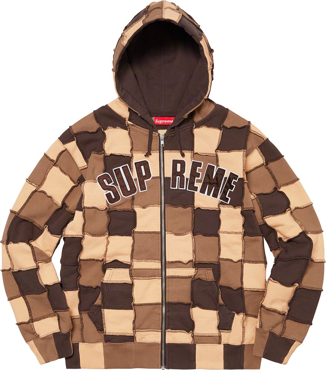 トップス supreme Patchwork Zip Up Hooded M Supreme Patchwork zip-up Hoodie | Black | FARFETCH