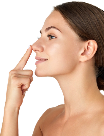 Woman touching her nose
