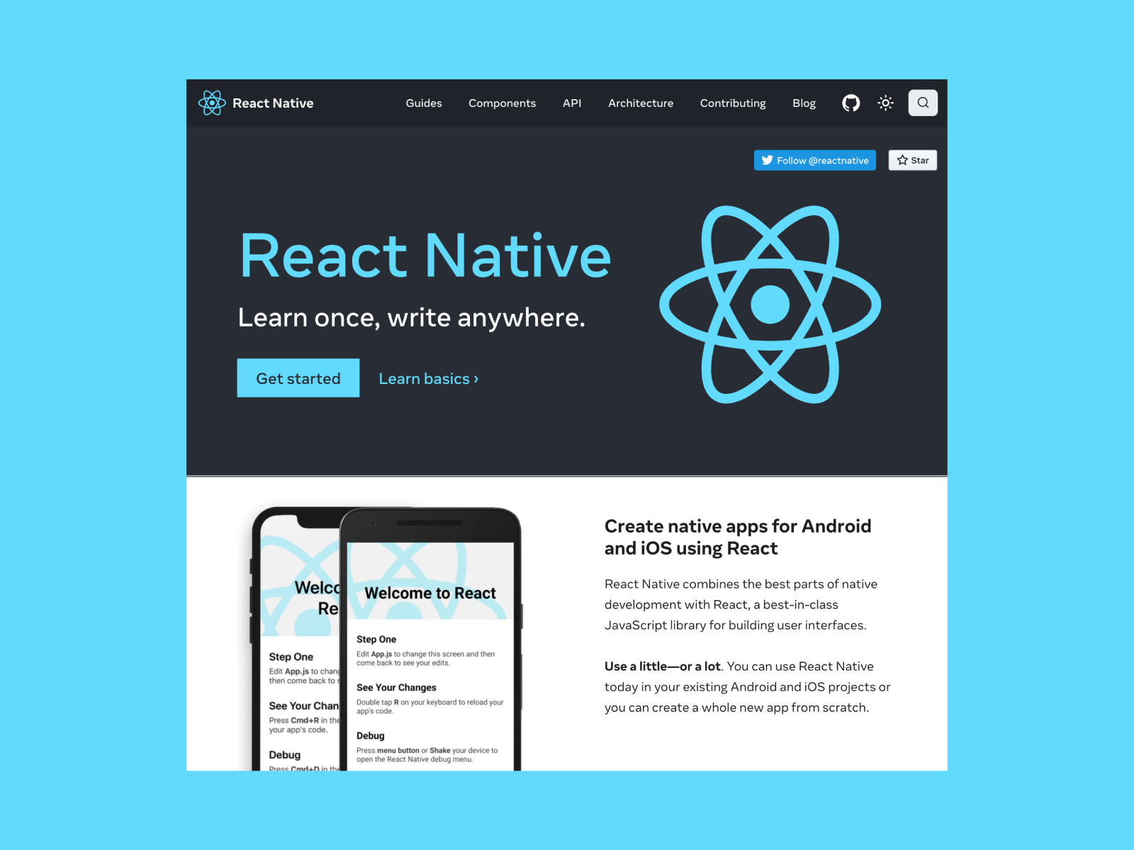 React Native is an app development framework created by Meta