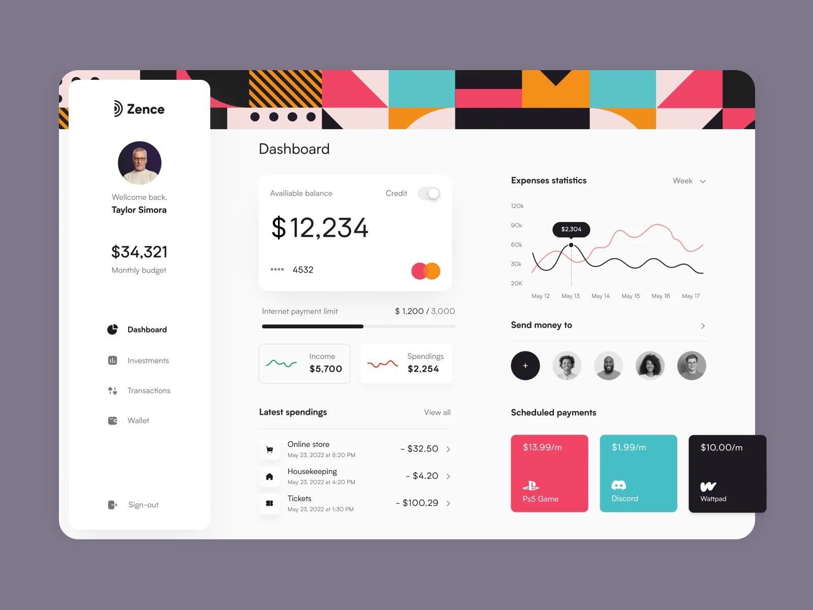 A simple and properly organized financial dashboard