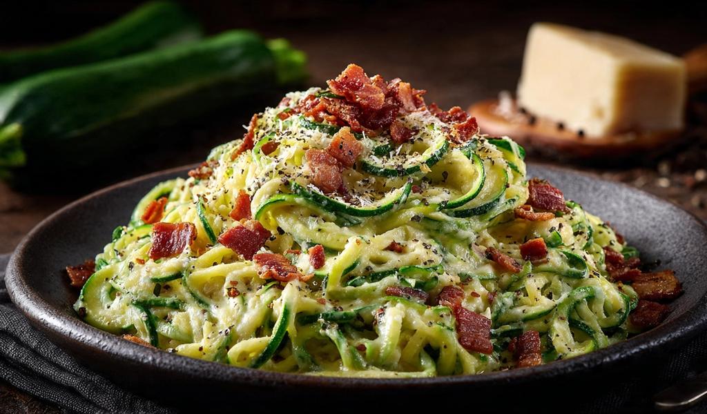 Pasta sin harina: tallarines de calabacín a la carbonara para una cena de lujo
