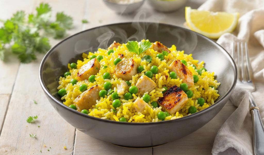 Arroz de Coliflor con Pollo y Cúrcuma: Almuerzo "Quema-Grasa" Bajo en Carbohidratos