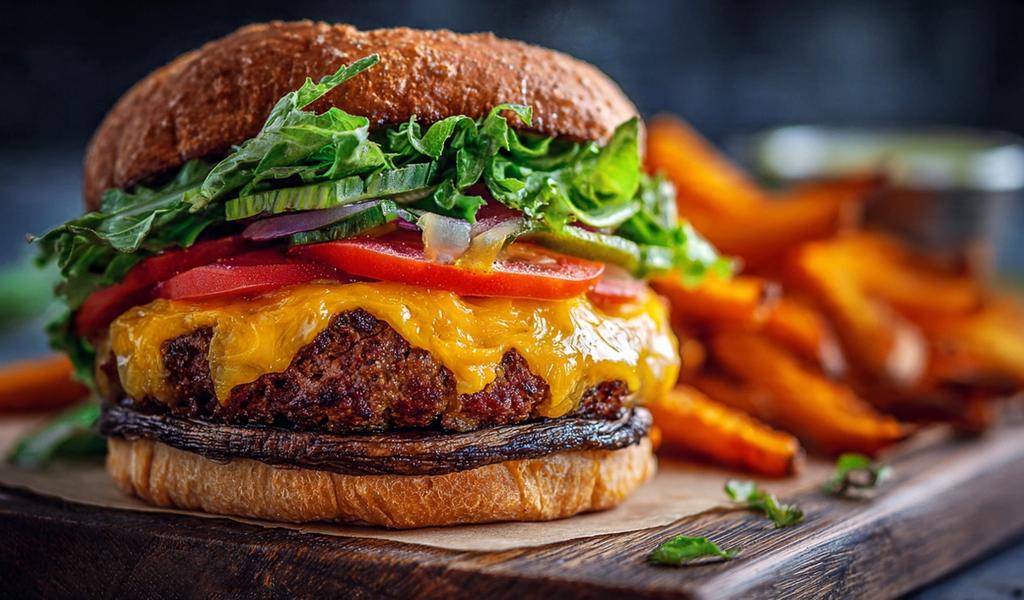Hamburguesa fit en base de Portobello: el placer de la hamburguesa sin el peso del pan