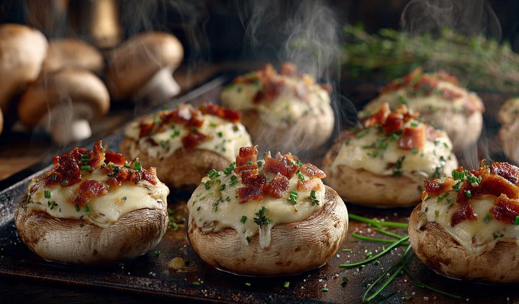 Champiñones rellenos de tocino y queso: el bocado gourmet que no rompe tu dieta