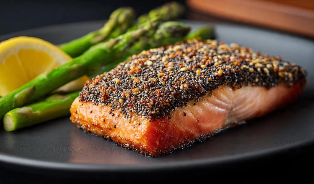 Salmón en costra de semillas: la cena gourmet que protege tu corazón y tu peso