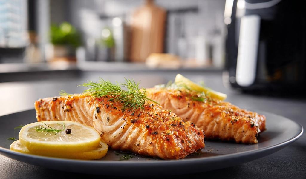 Salmón en Air Fryer (Freidora de Aire): Receta Saludable, Jugosa y Crujiente en 12 Minutos