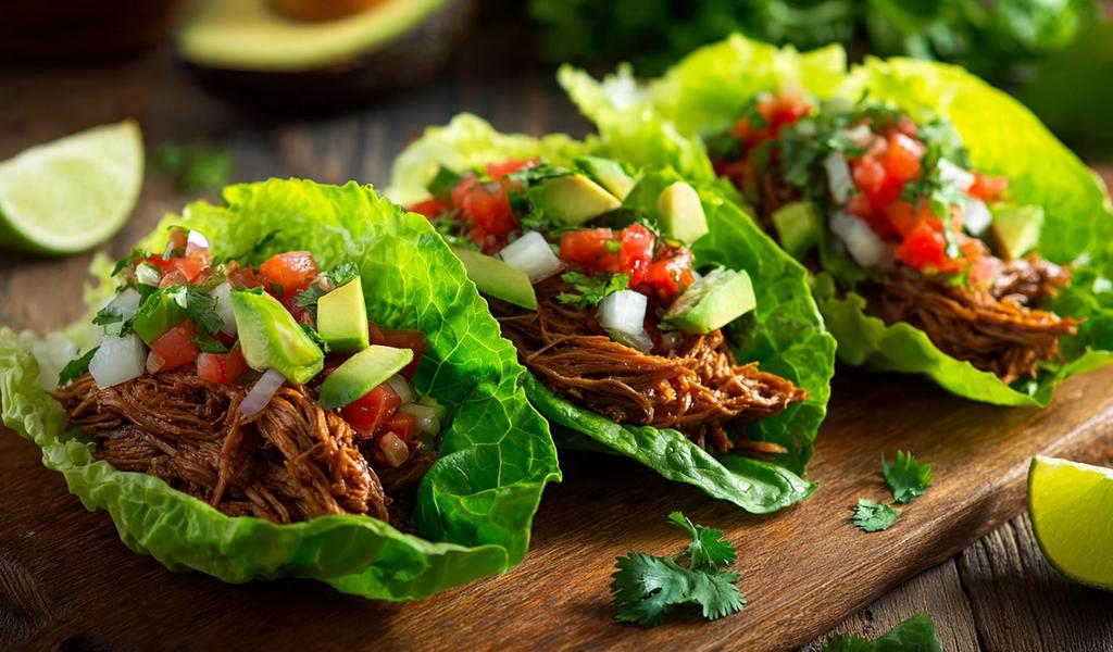 Tacos de Lechuga con Carne Desmechada: La Cena Divertida y "Cero Harinas"