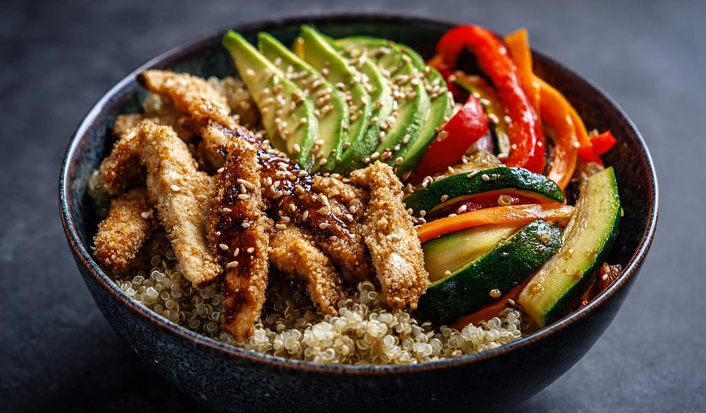 Bowl de quinoa con pollo y vegetales: la carga de energía que no te inflama