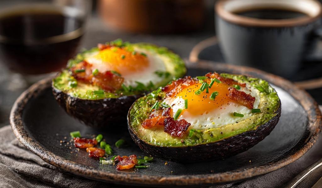 El desayuno keto rey: aguacate relleno de huevo y bacon (palta con huevo)