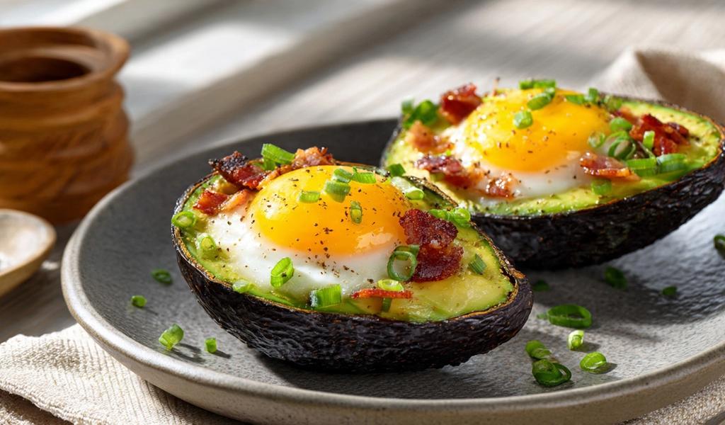 Aguacates Rellenos de Huevo y Tocino de Pavo: Desayuno Keto Saciante para Perder Peso