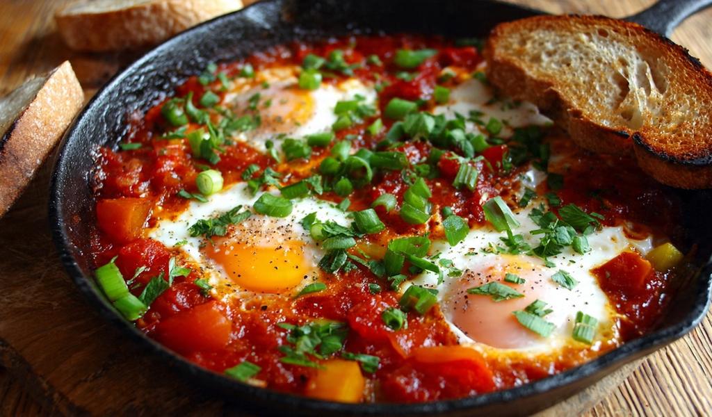 Huevos Rancheros al Sartén con Salsa de Tomate Natural: Desayuno Saludable, Jugoso y Proteico (Receta Fácil)