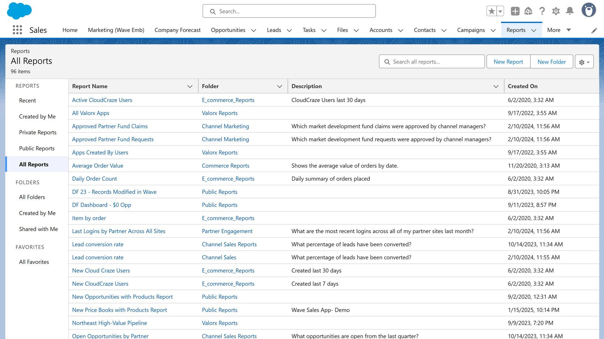 Salesforce report view 