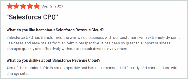Salesforce G2 User Review Screenshot