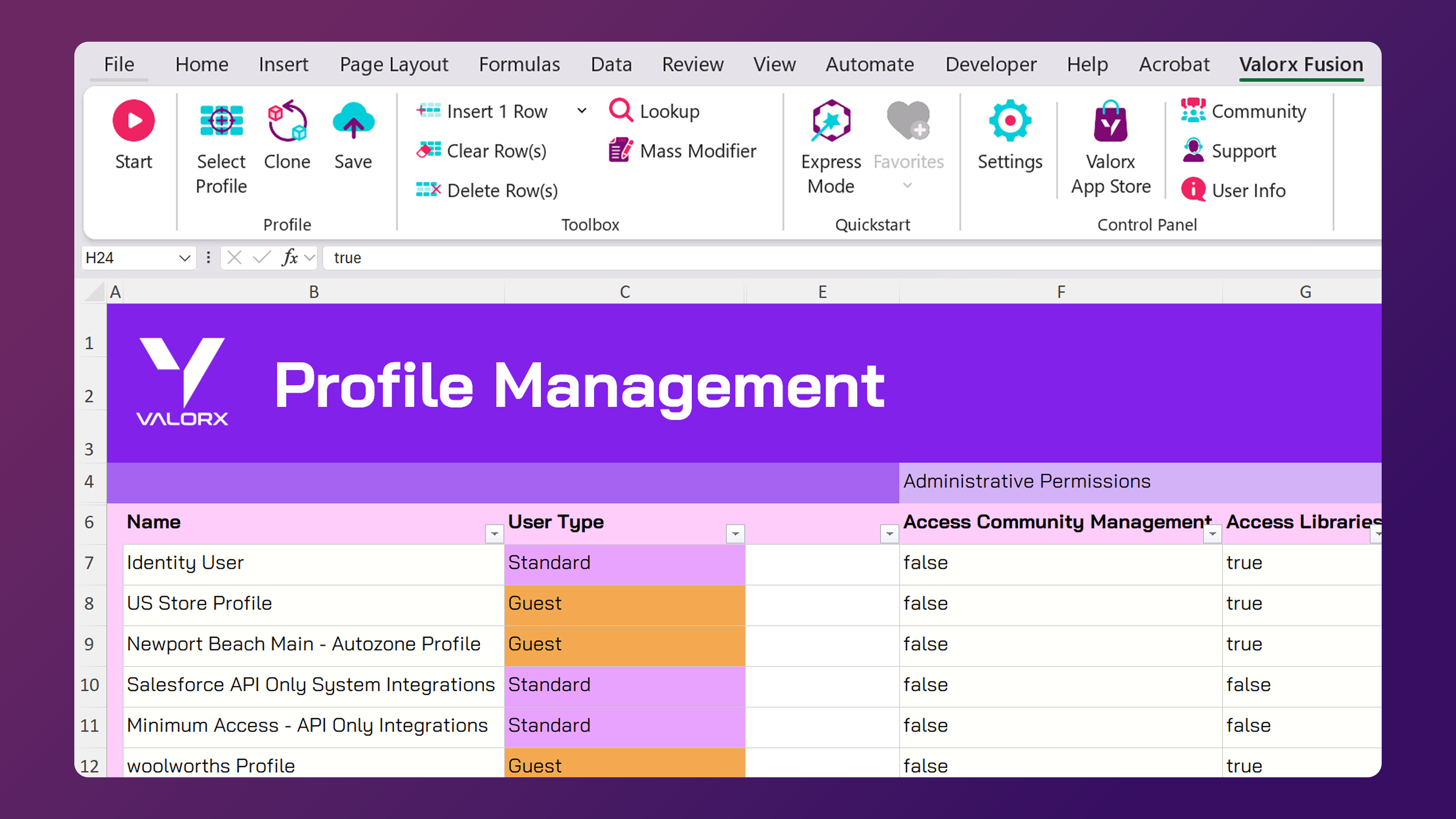 Profile management by Valorx