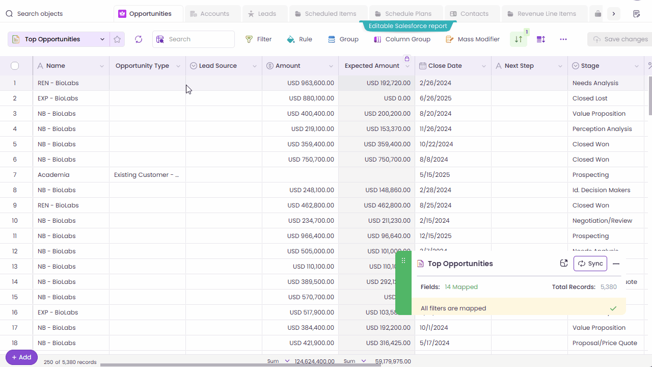 Mapped report for converting and sharing