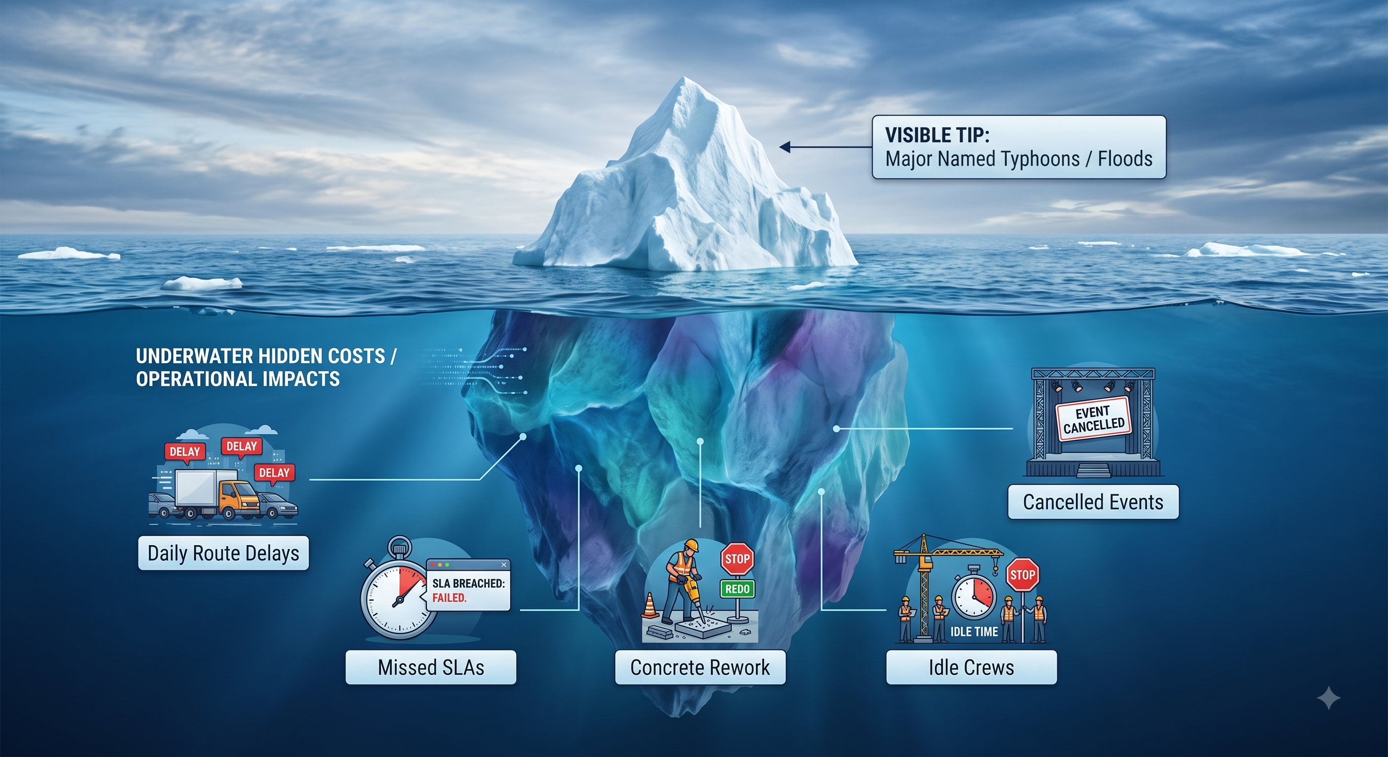 The true cost of weather hides in ordinary operational budgets, making the ROI of predictive intelligence difficult to calculate without deliberate tagging