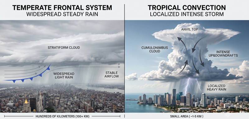 The Physics of Tropical Convection: Why Southeast Asian Storms Don't Behave Like Temperate Weather