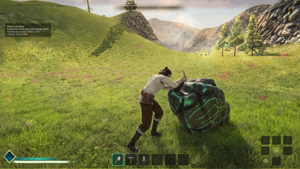 Mining a glowing ore rock