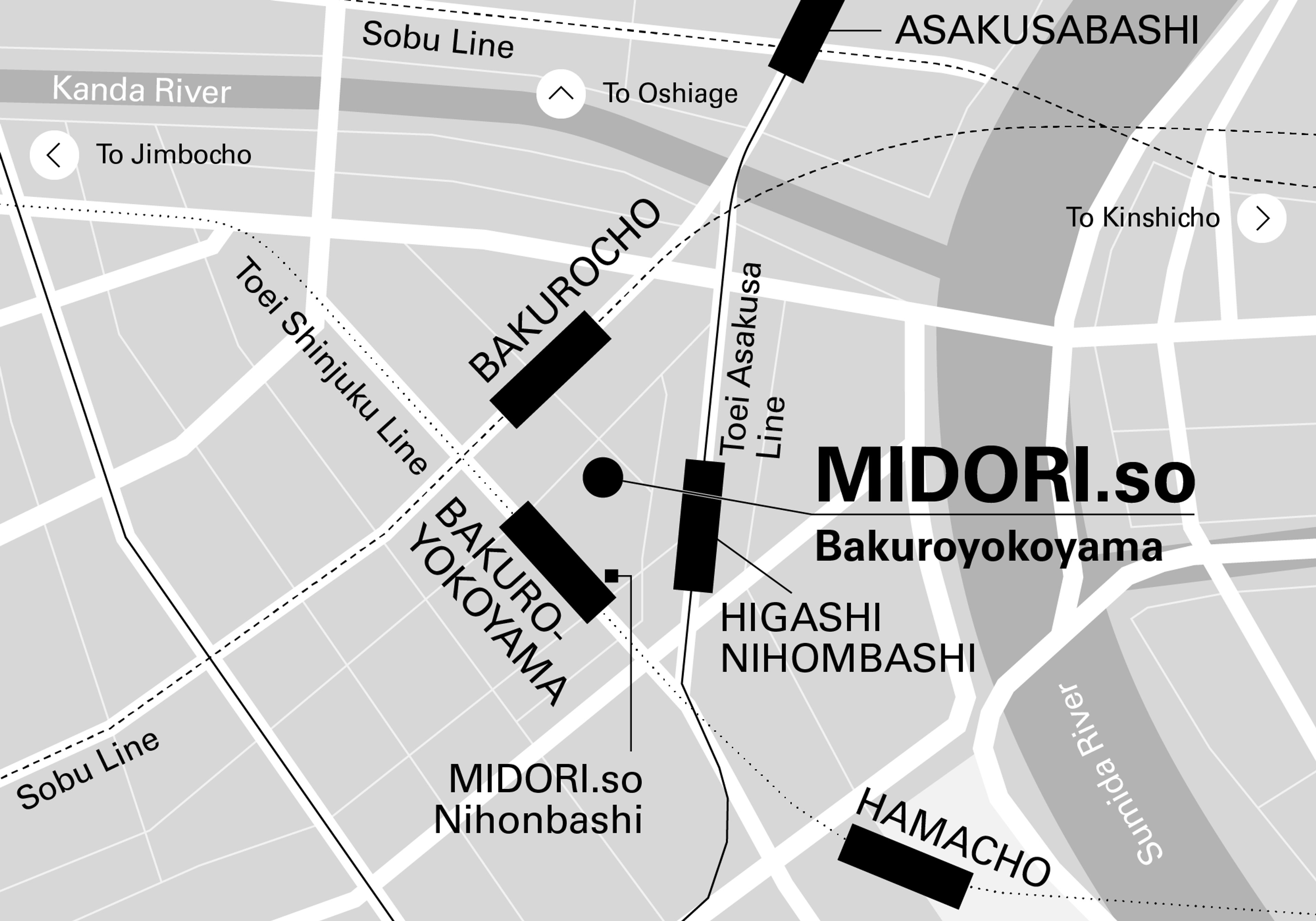 Access Map for MIDORI.so Bakuroyokoyama