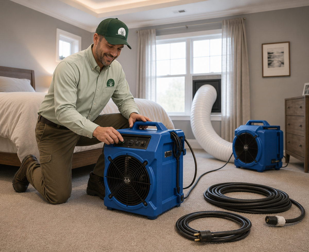 Technician preparing heat treatment in the bedroom