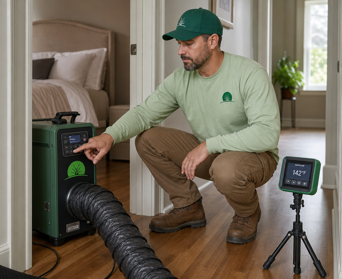 Bed bug heat treatment equipment set up by EverGreen.