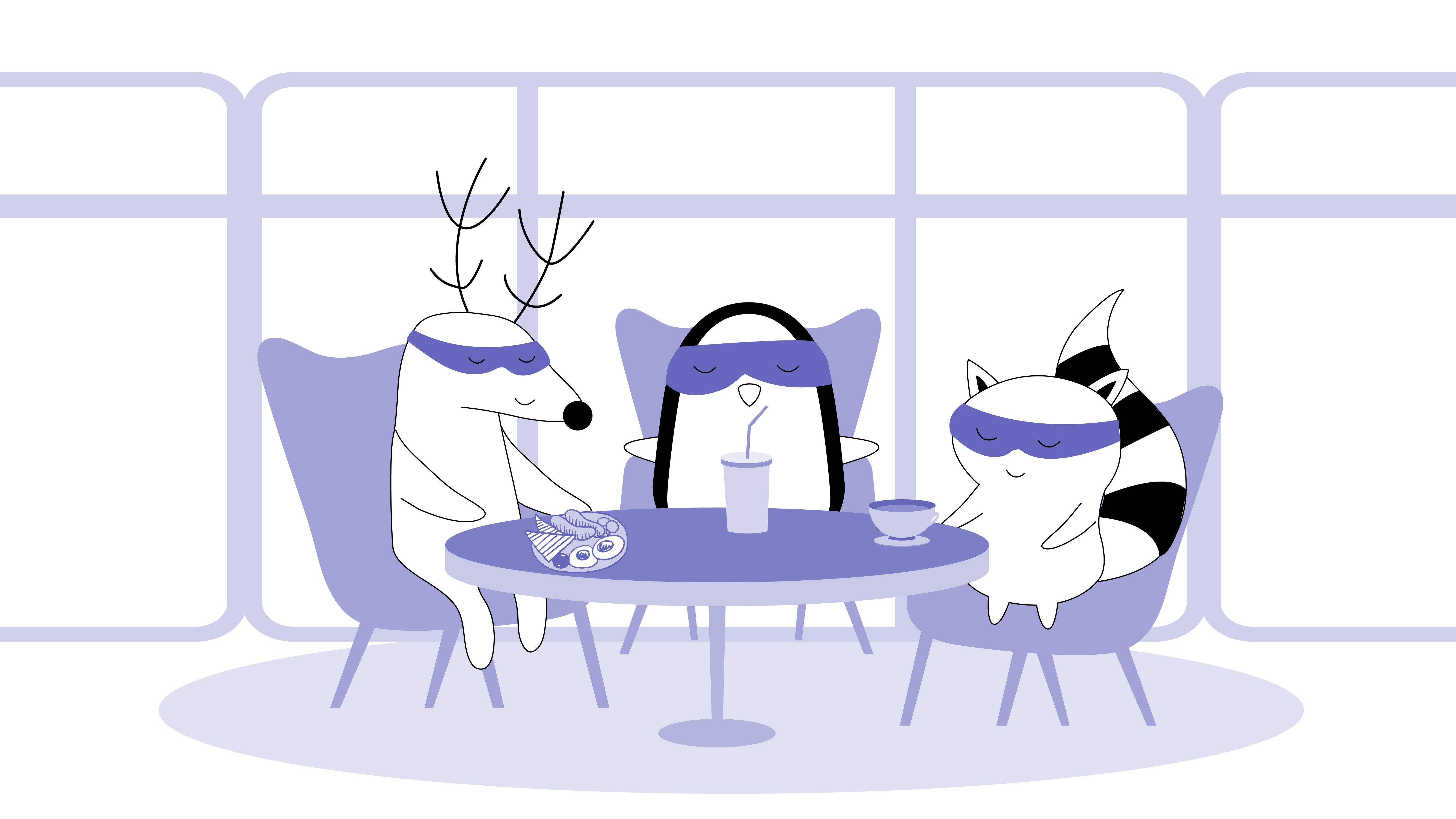 Soren, Pocky, and Iggy are having breakfast at a local café.