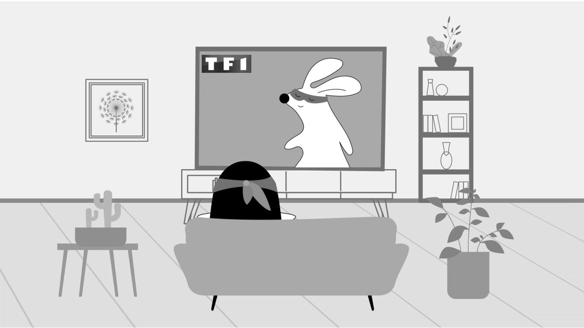 Pocky watches the news on the TF1 channel, Soren is on the screen as a presenter.