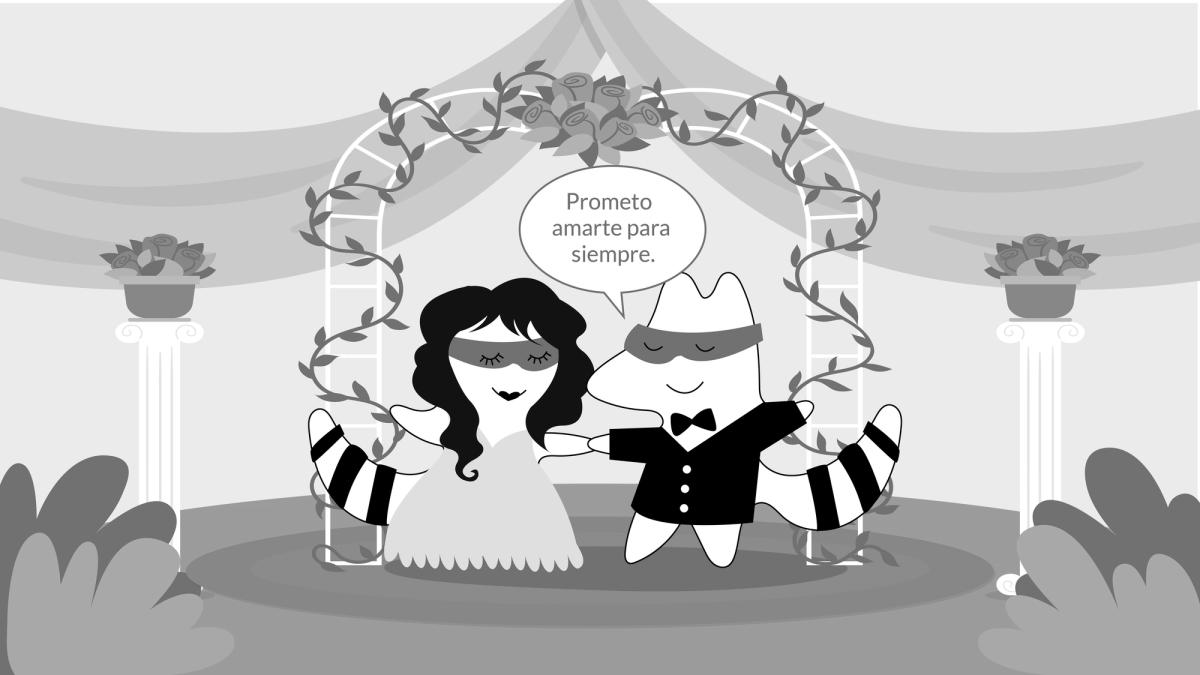 Pocky and Benji getting married, Pocky says "Prometo amarte para siempre."