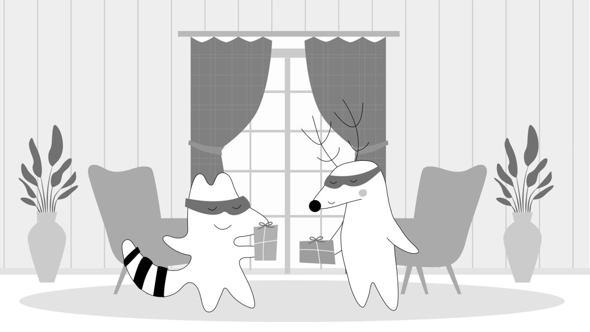 Soren and Iggy exchange small gifts.