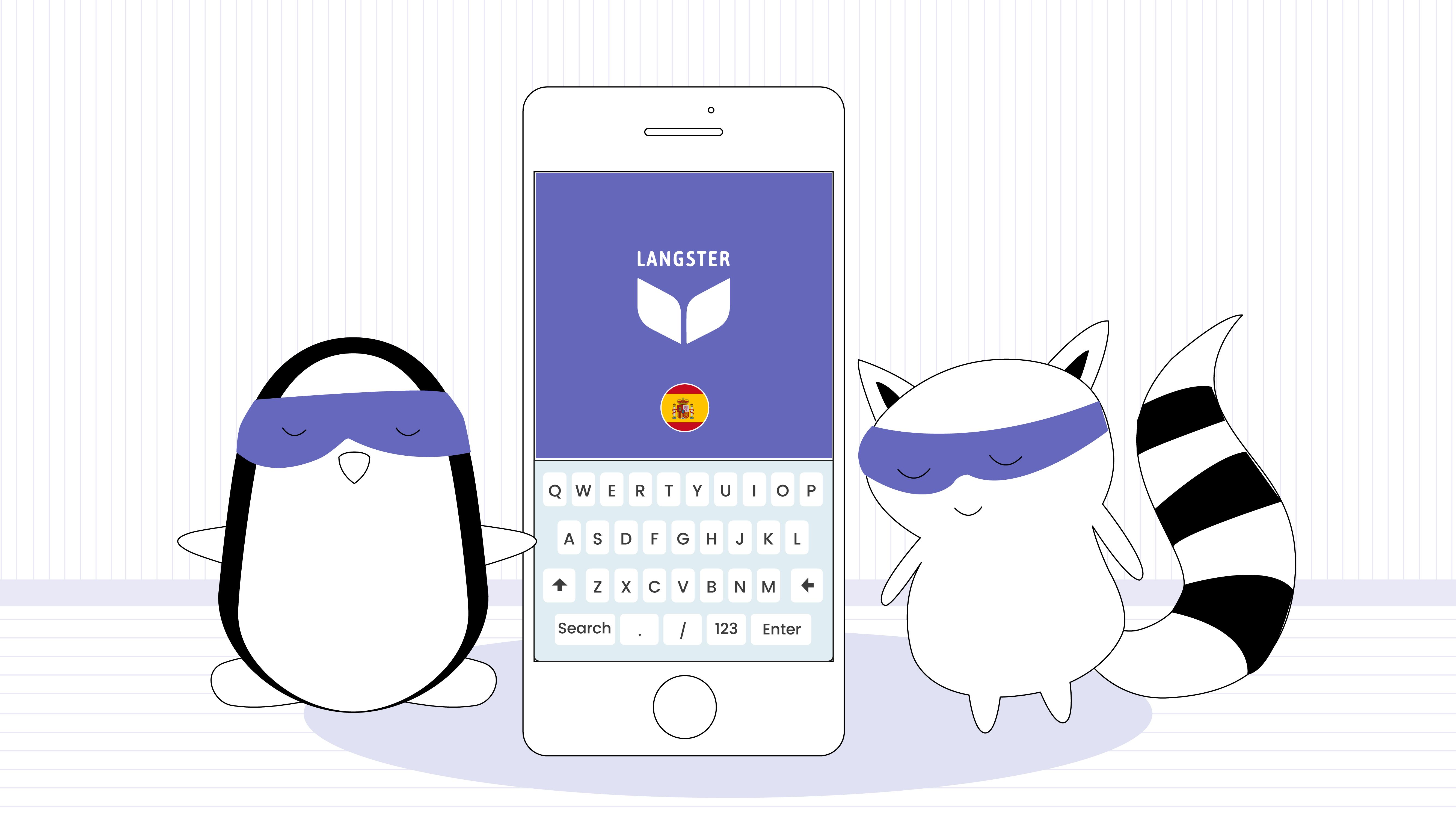 Benji and Pocky are using the Langster app to learn Spanish.