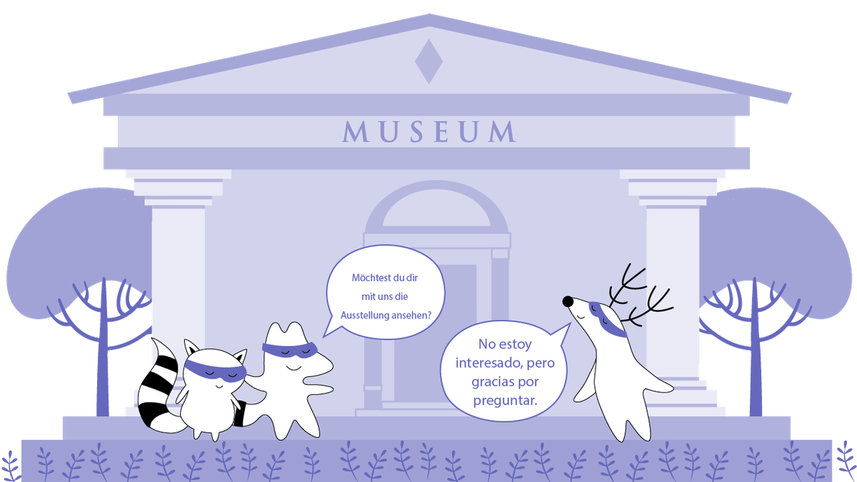 Benji, Iggy, and Pocky meet Soren near the museum building. 