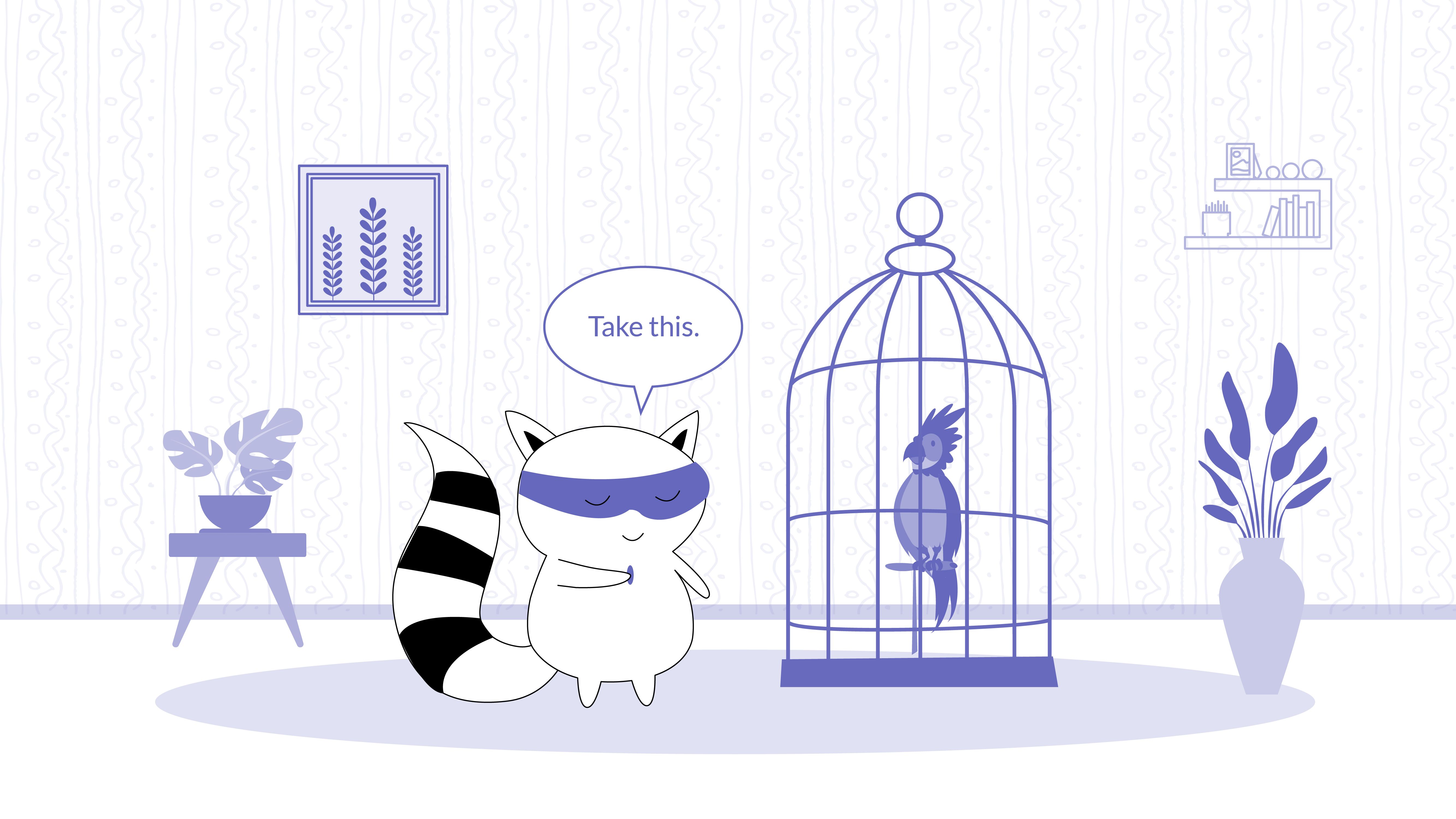 Benji feeding a bird with seeds.