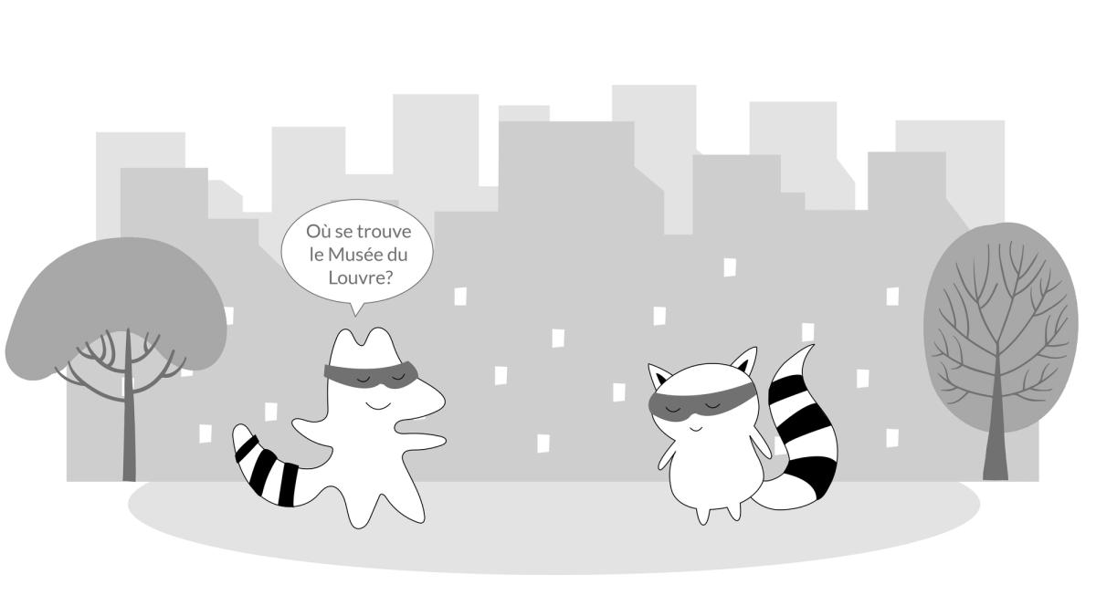 Iggy asks Benji on a street, “Où se trouve le Musée du Louvre?”