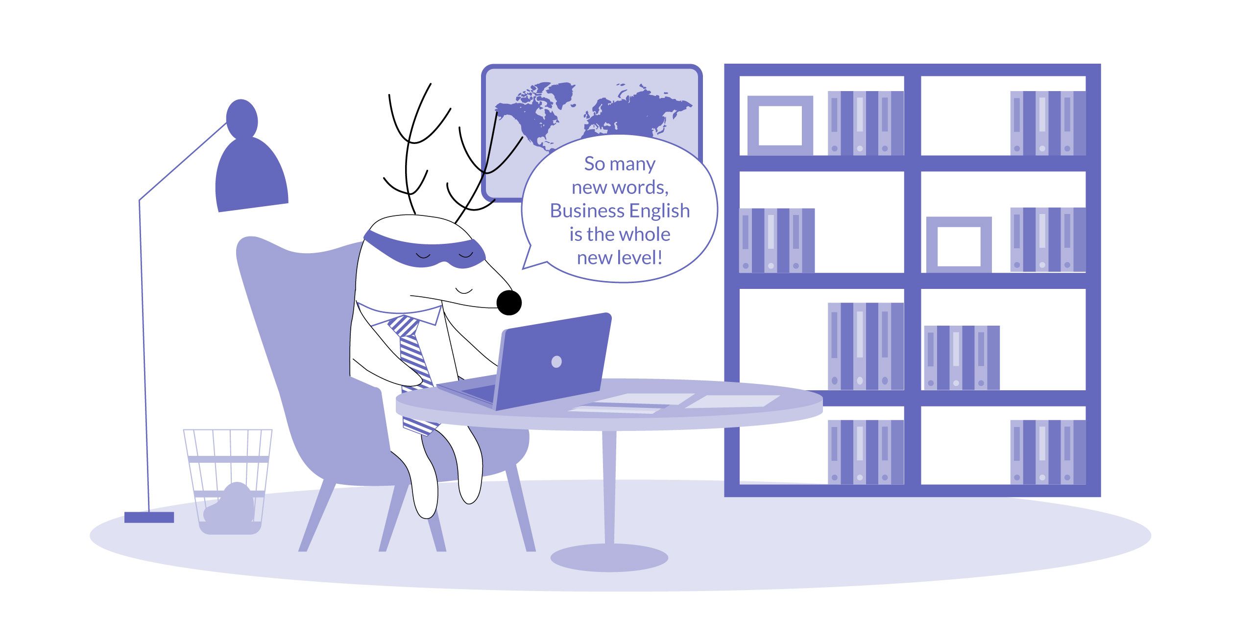 A character learning business English