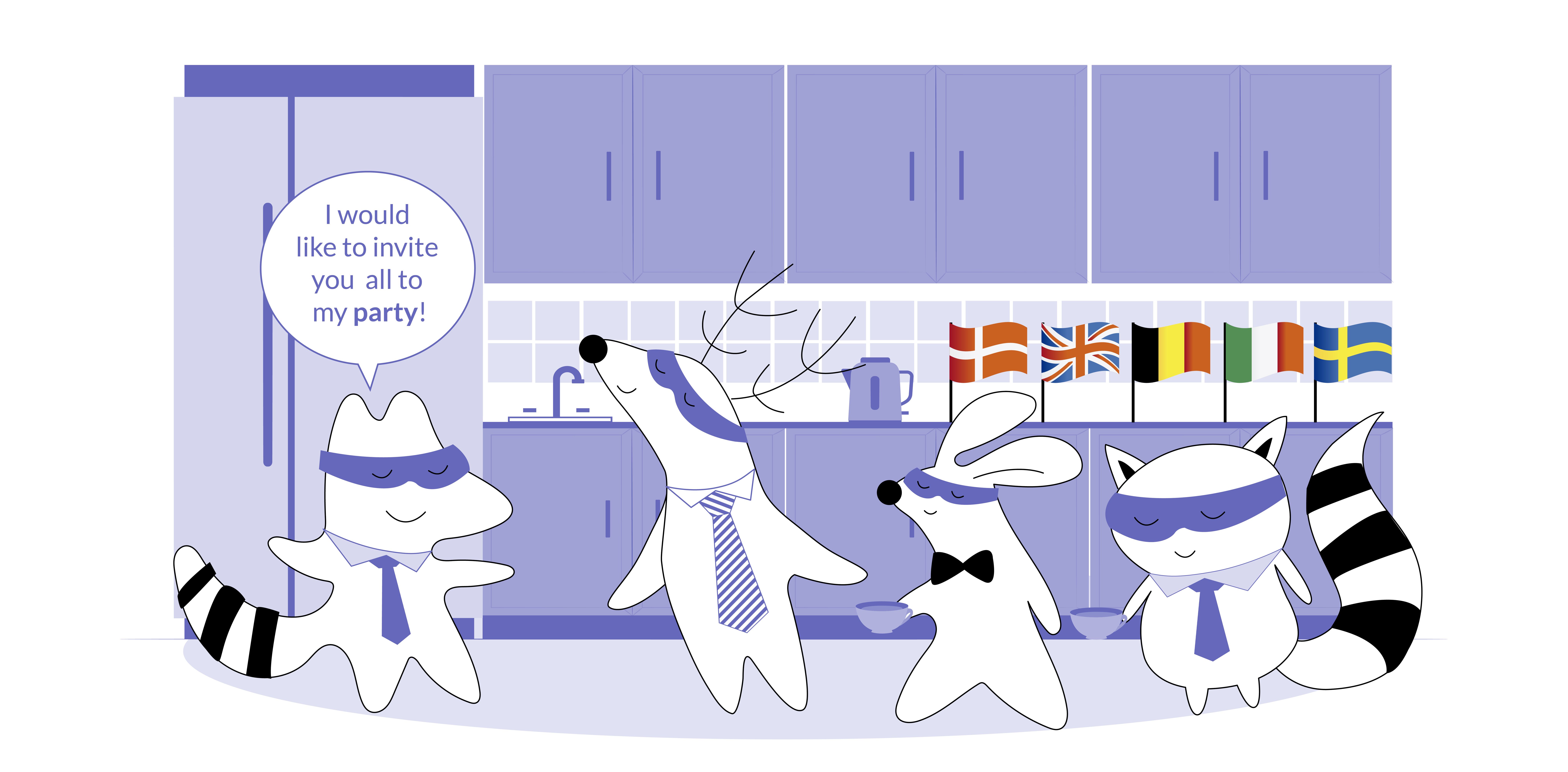  Iggy, Soren, Pocky, and Benji in the office kitchen