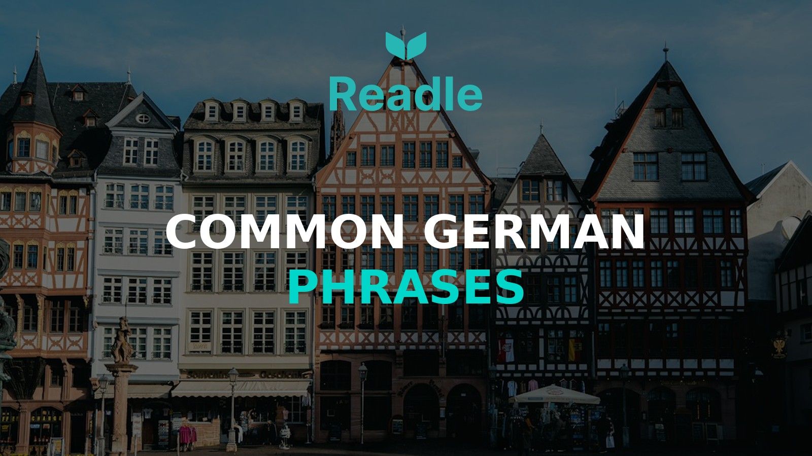 Readle branded hero image for an article about common German phrases for beginners