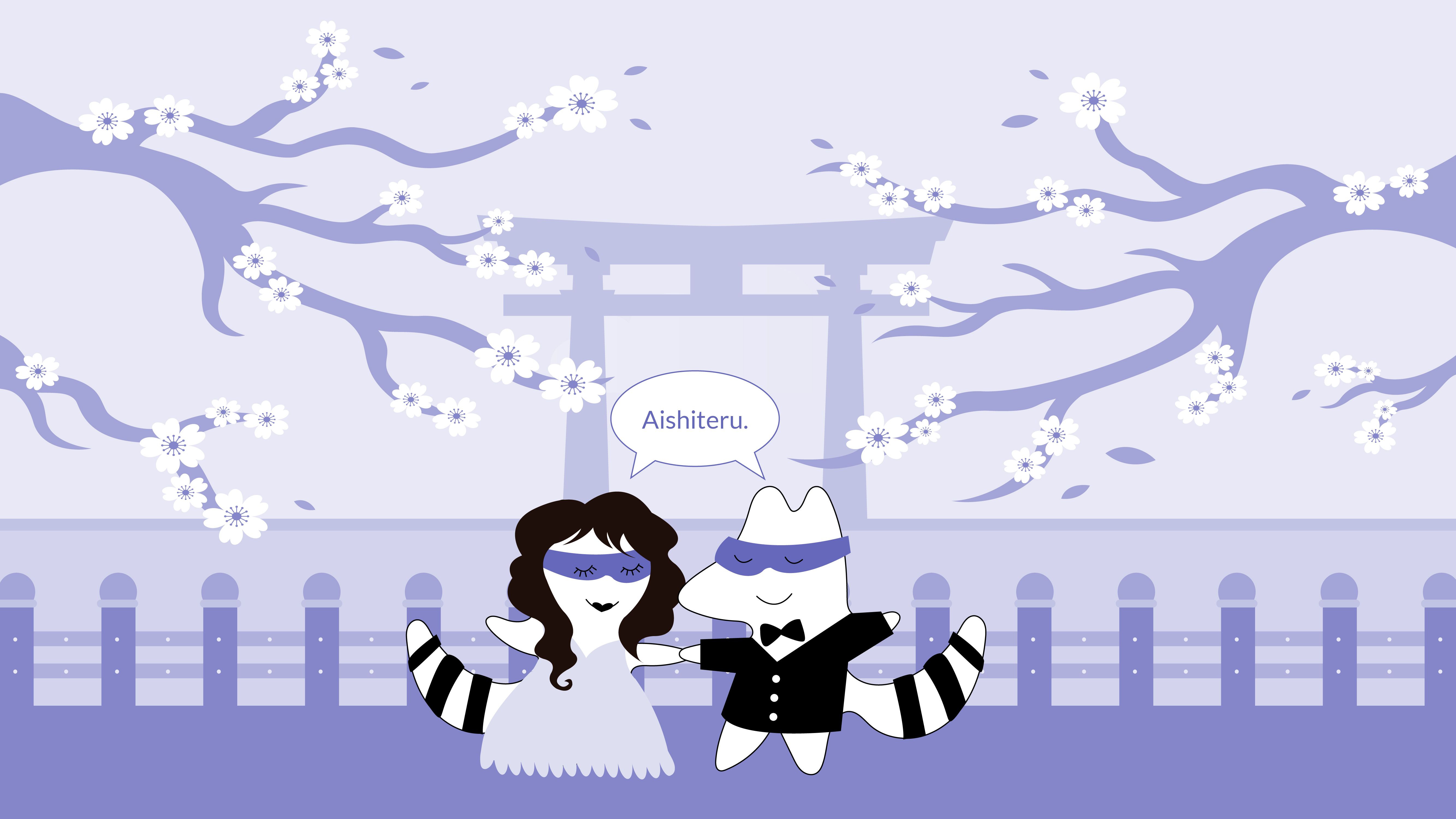 Benji and Iggy are getting married in Japan under the blooming sakura, saying “Aishiteru” to each other.