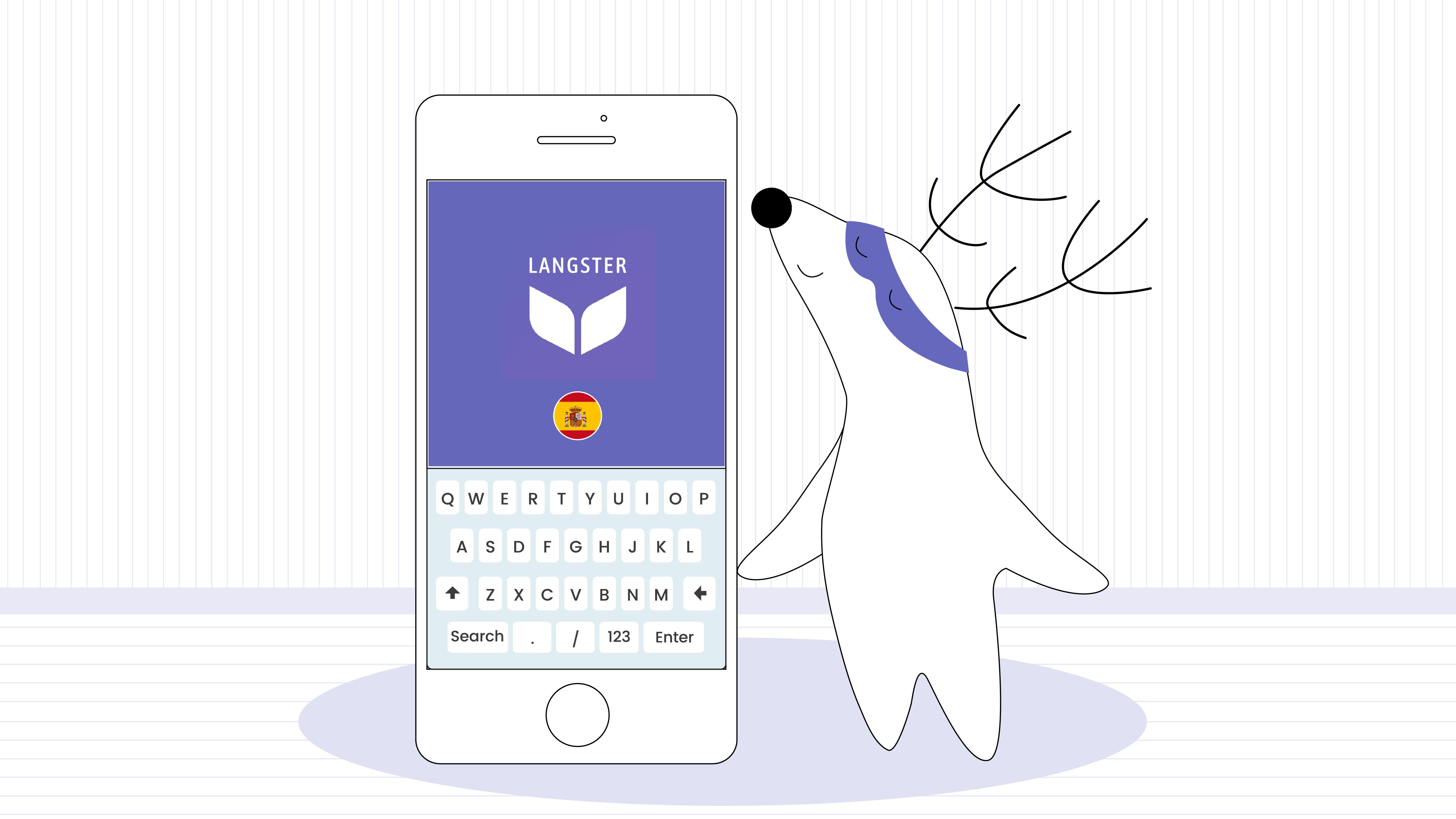 Soren using Langster on his smartphone to learn Spanish.