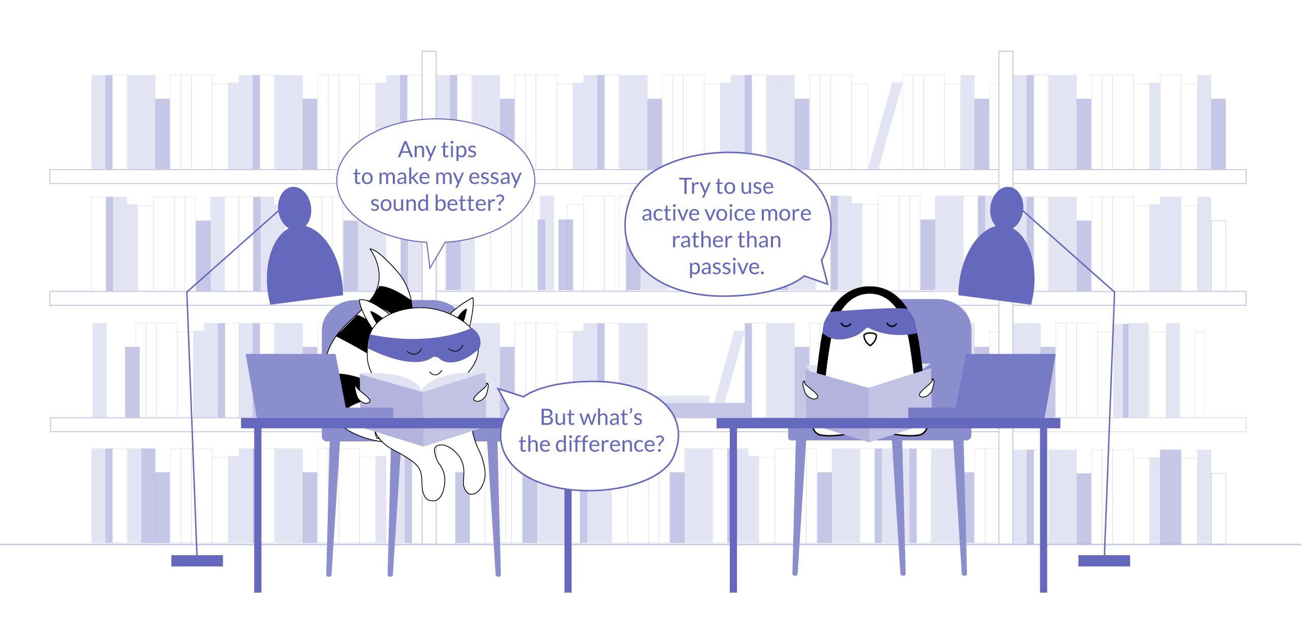 Characters talking about the usage of passive voice