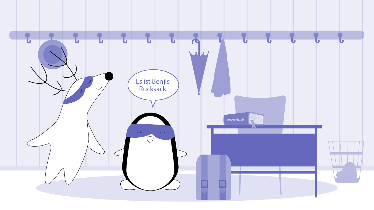 All have left the class, except for Iggy and Pocky. There is also a backpack standing lonely on one of the desks.