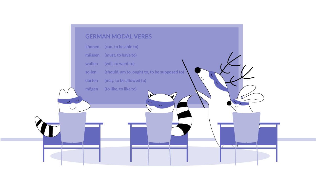 Characters learning German irregular words