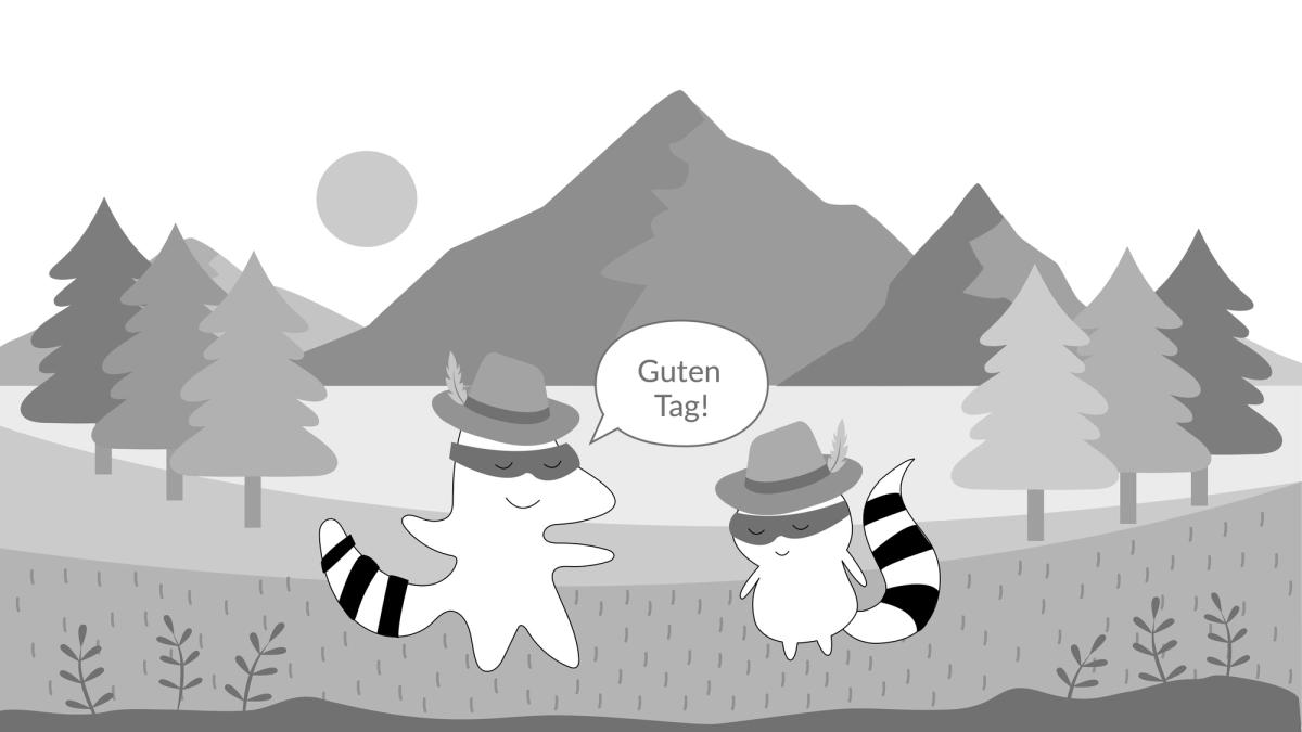 Pocky waving to Iggy, saying "Guten Tag!"