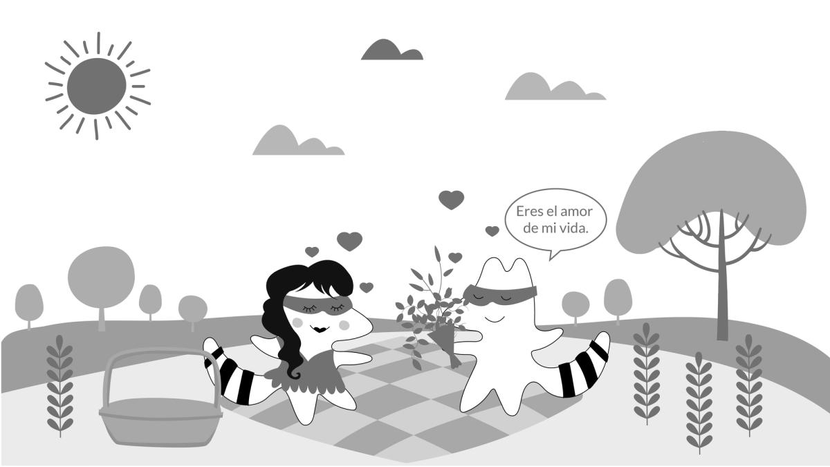 Iggy giving Pocky a bouquet of flowers and saying "eres el amor de mi vida."