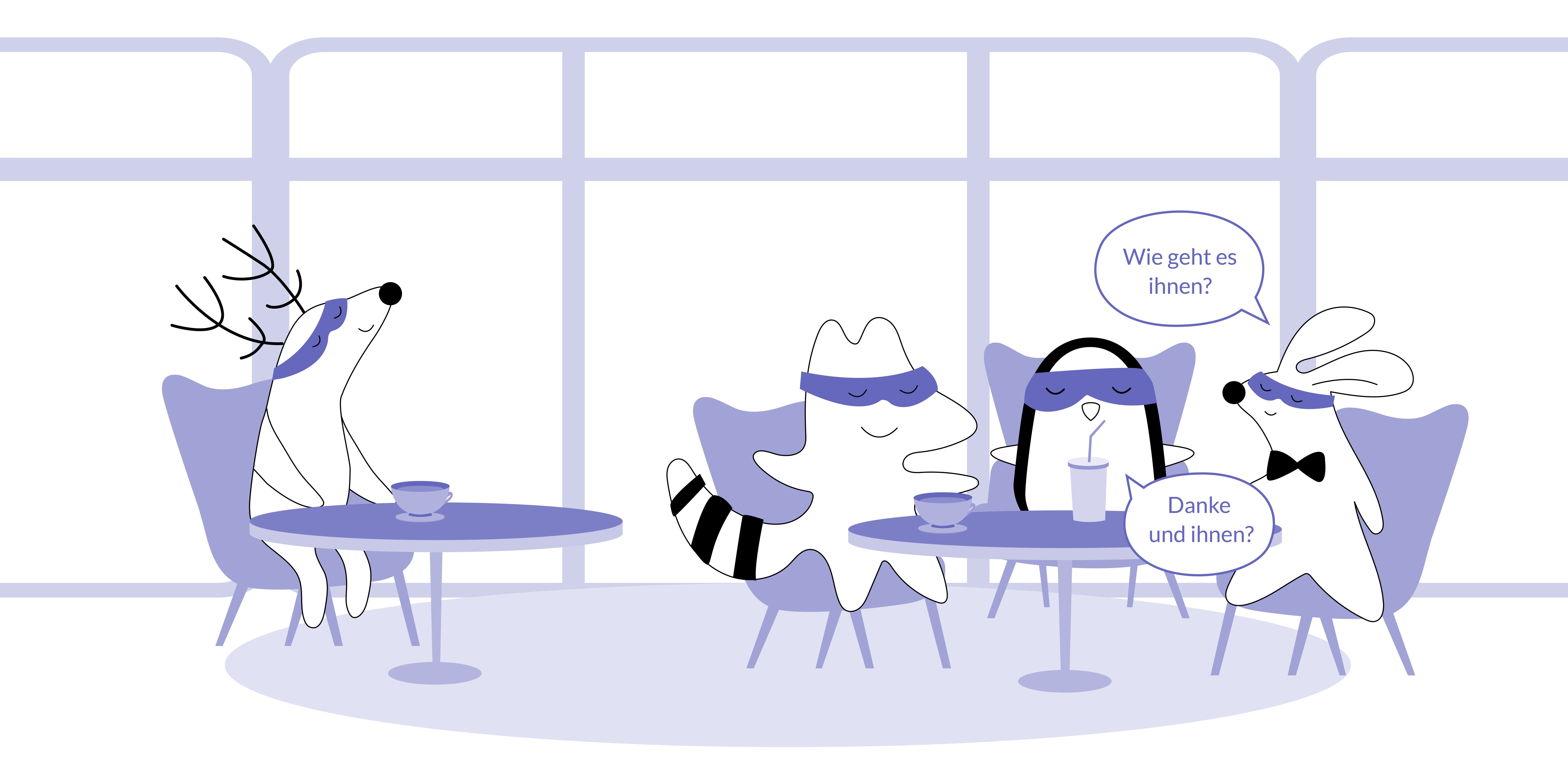 Soren sits at a coffee shop, observing Iggy, Pocky, and Benji having a lively conversation.