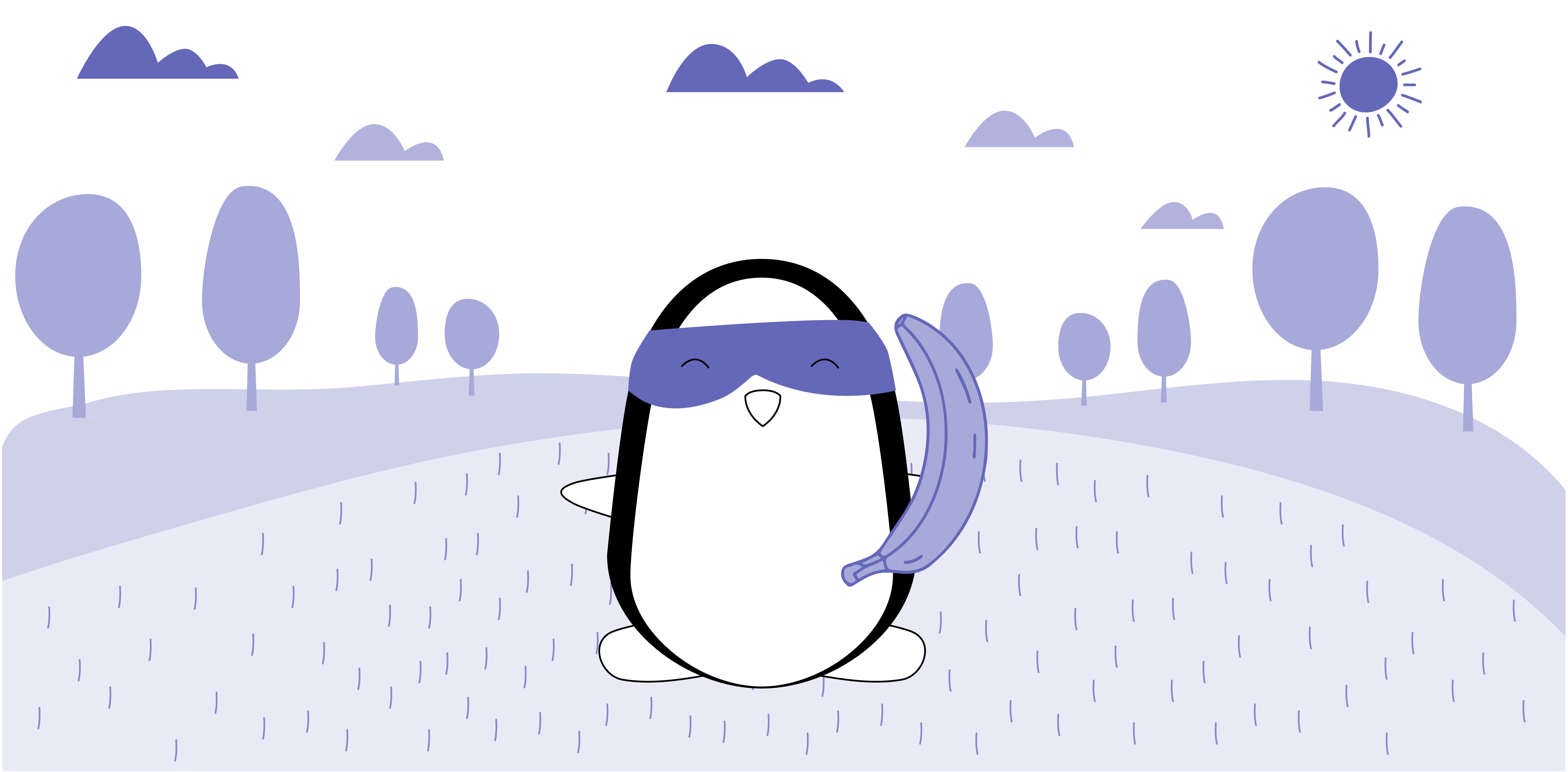 Pocky smiling and holding a banana next to his face