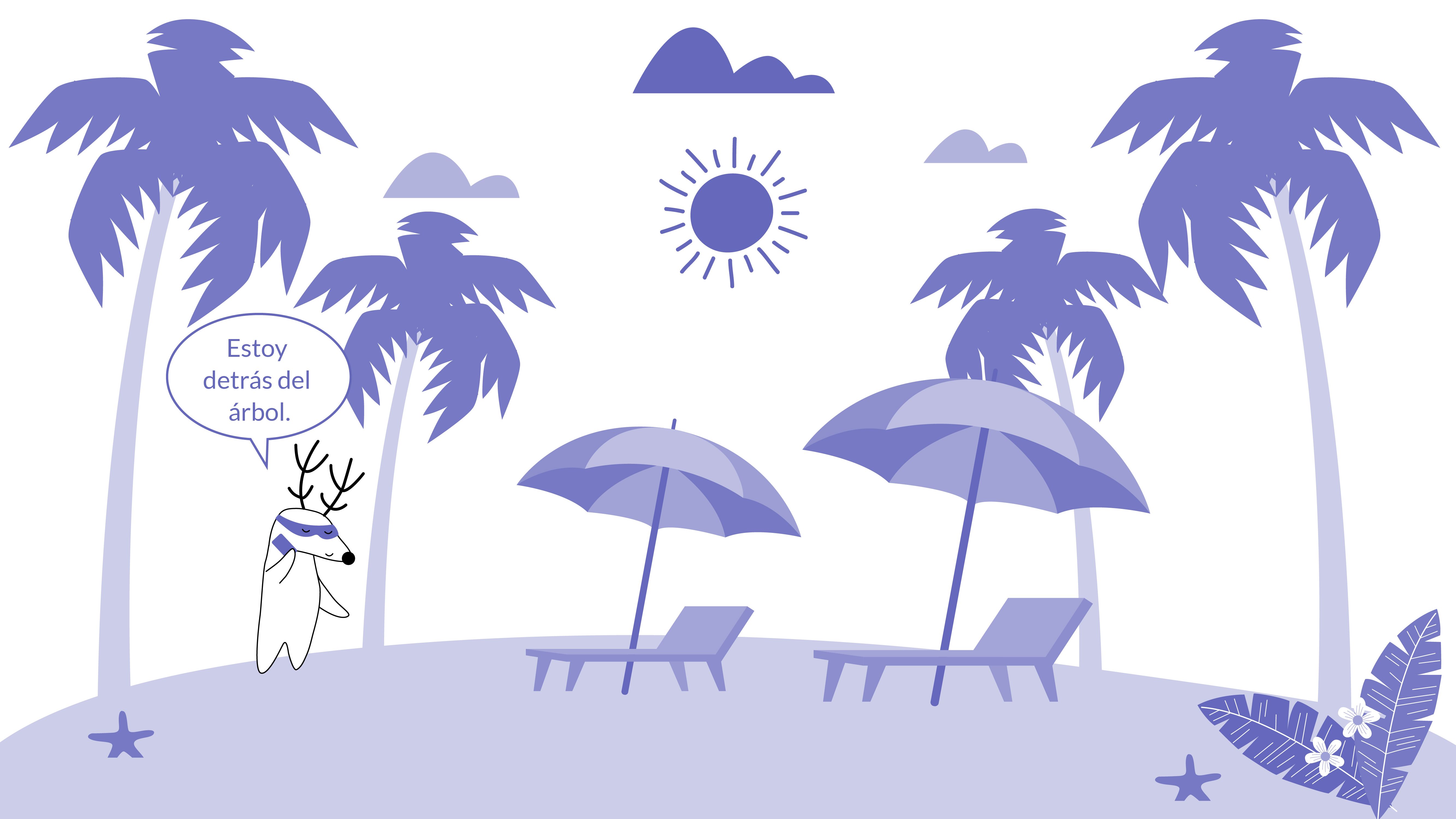 Soren speaking on the phone, standing behind a tree and saying